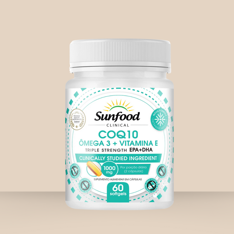 Coq10 + Ômega 3 + Vitamina E Sunfood 1000mg 60Softgels