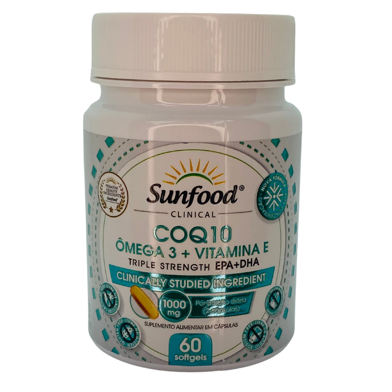 Coq10 + Ômega 3 + Vitamina E Sunfood 1000mg 60Softgels